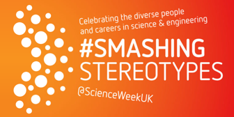 A poster that shows Smashing Stereotypes logo with strapline Celebrating the diverse people and careers in science & engineering