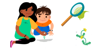 Plant Detectives Tara & Zeke With Plant Sized For Process Card